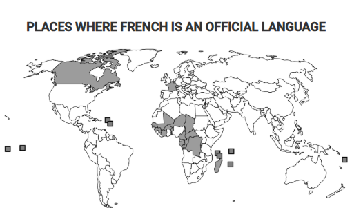 <p><span><span>How does the map illustrate global diffusion of the French language from its cultural hearth in Paris?</span></span></p>