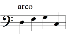 <p>Where a stringed instrument is to be played with the bow (used after pizzicato)</p>