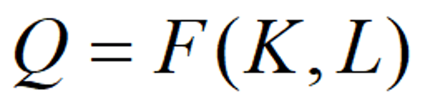 <p>A function that defines the maximum amount of output that can be produced with a given set of inputs.</p><p>The production function summarizes the available technology.</p>