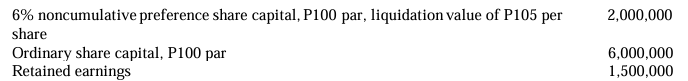 <p>An entity reported the following shareholders' equity on December 31, 2024. </p><p></p><p>Preference dividends have been paid up to December 31, 2024. What is the book value per ordinary share? </p><p>a. 121.33 </p><p>b. 125.00 </p><p>c. 123.33 </p><p>d. 158.33</p>