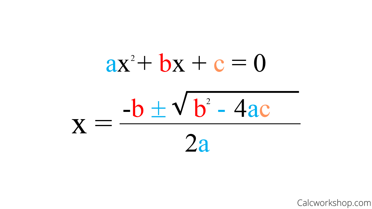 <p><strong><mark>x = (-b ± √(b²-4ac)) / (2a)</mark></strong></p>