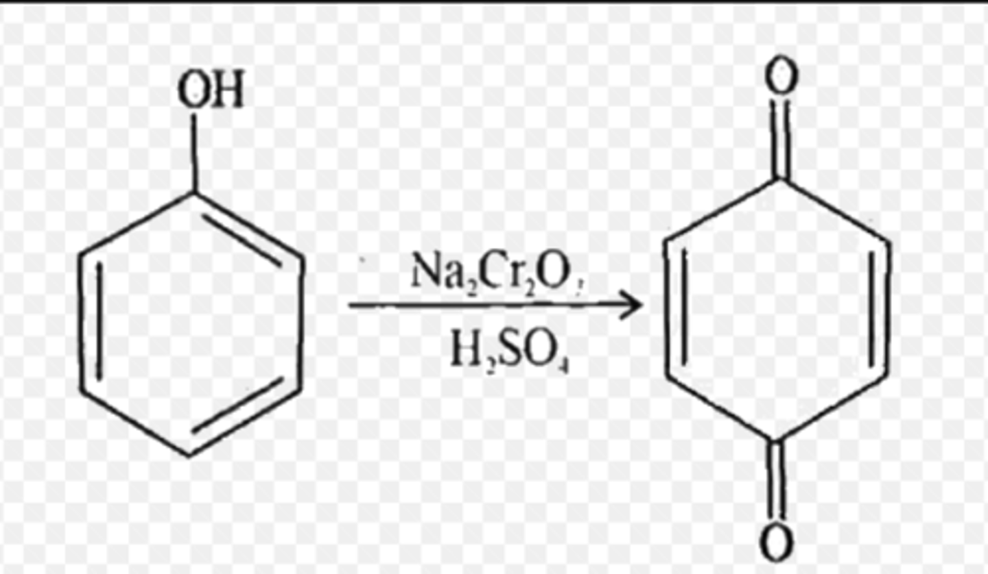 <p>forms benzoquinone</p>