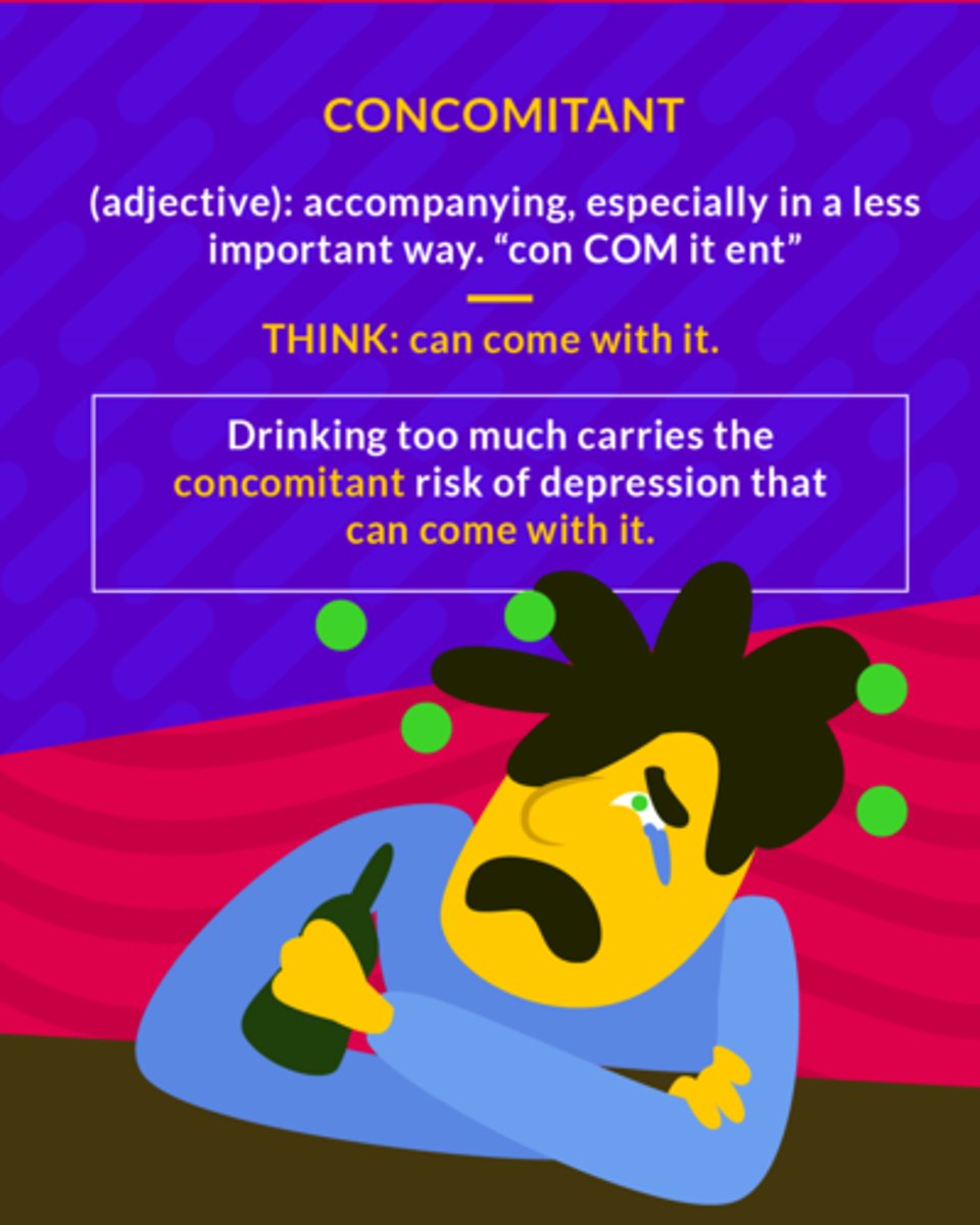 <p>accompanying in a subordinate fashion</p><p>(adj.) accompanying</p>