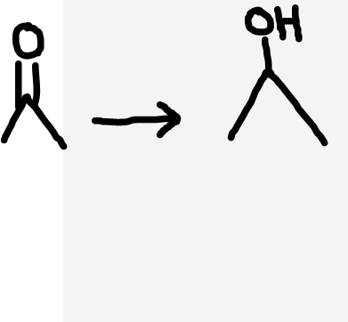 <p>Ketone to secondary alcohol</p>