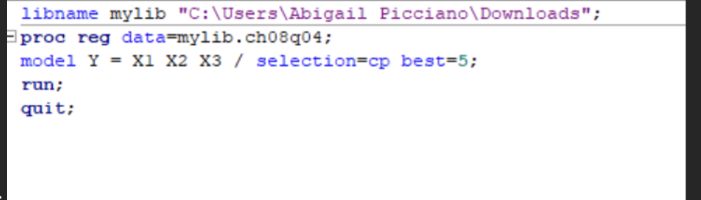 <p>SAS code for all possible regression</p>