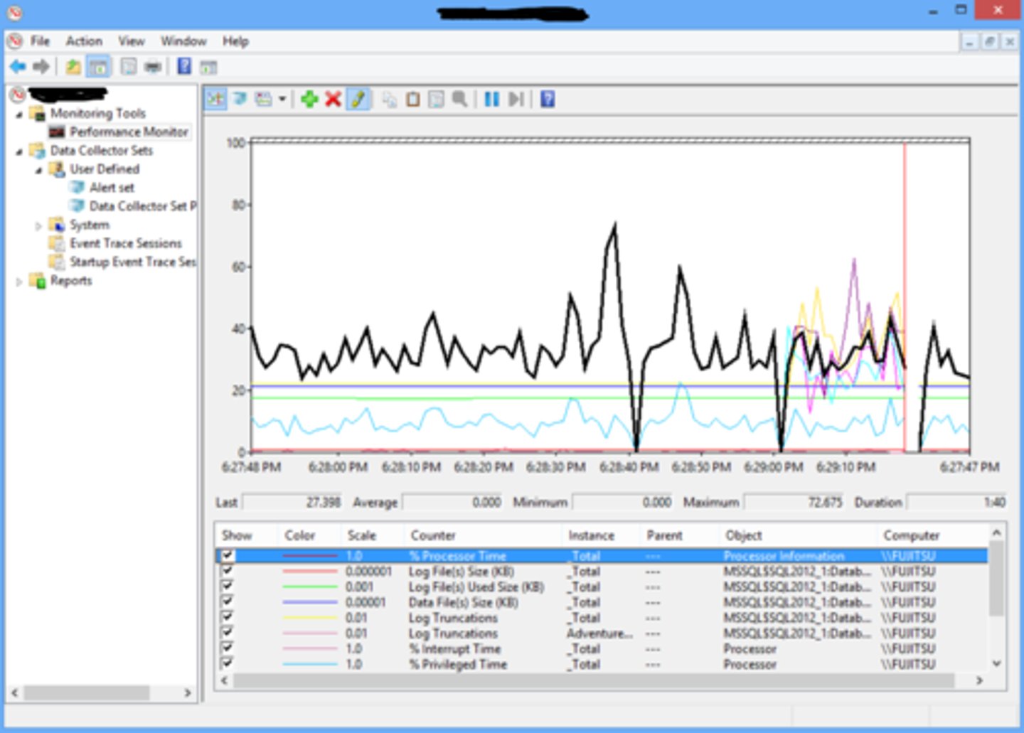 <p>This System Information tool displays statistics about the operation of the computer.</p><p>- A counter identifies a specific statistic, such as % Processor Time or % Disk Free Space.</p><p>- You can add or remove counters to customize the statistics you see.</p><p>- Real-time data is displayed in a graph.</p><p>- [Blank] by itself does not save any data. To save statistics, use a data collector set.</p><p>(word word)</p>