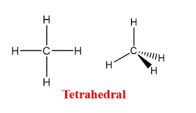 <p>Four bonded atoms, no lone pairs, and a bond angle of 109.5°, sp3</p>