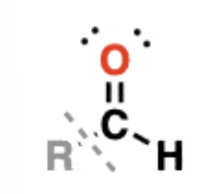 <ul><li><p>RCHO —&gt; have C=O bonded to a carbon and to C-H</p></li><li><p>examples: formaldehyde, acetaldehyde, benzaldehyde </p></li><li><p>have polar covalent bonding but are not hydrogen bond donors </p></li></ul><p></p>