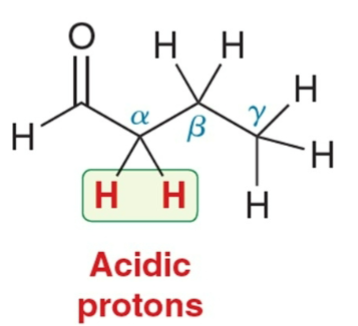<p>be removed to form an enolate.</p>