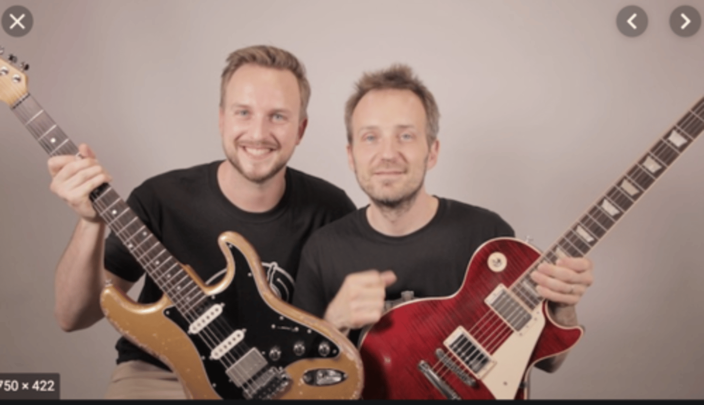 <p>We play guitar.</p>