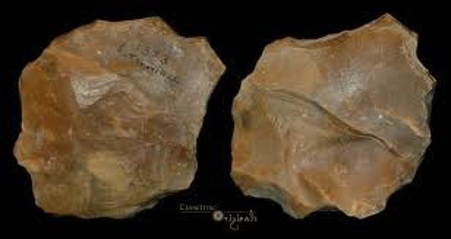 <p>A term used for assemblages from the Lower Paleolithic, lacking handaxes and characterized by large flakes with heavy retouching and notches.</p>