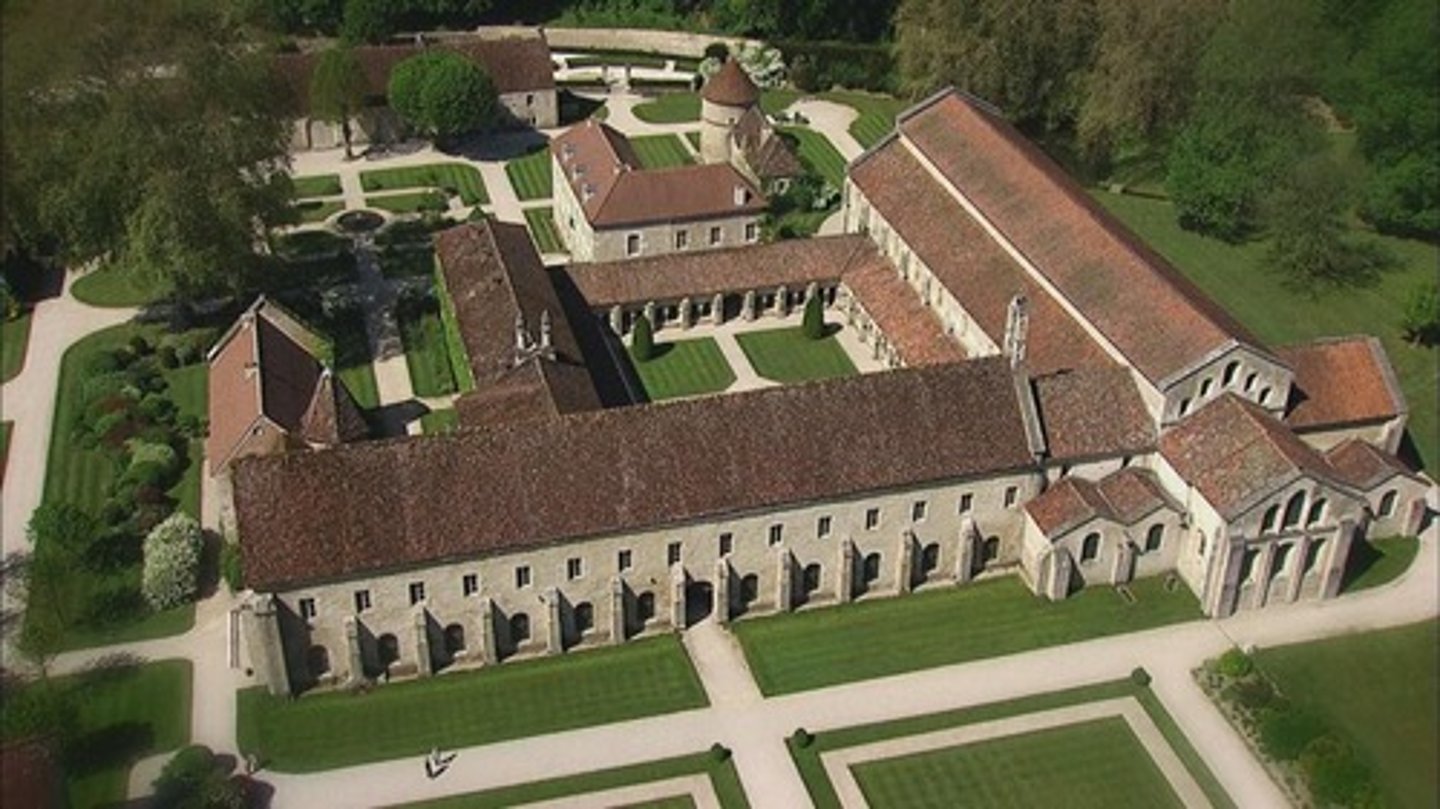<ul><li><p><span style="background-color: transparent;"><span>Established by Saint Bernard of Clairvaux, leading figure of the Cistercian reform movement, sought to return to strict observance of Rule of St Benedict</span></span></p></li><li><p><span style="background-color: transparent;"><span>The abbey reflects cistercian rejection of ornate Cluniac tradition, emphasizing poverty, manual labor, and simplicity</span></span></p></li><li><p><span style="background-color: transparent;"><span>Fontenay was self-sufficient, had facilities for agriculture, metalworking, and crafts</span></span></p></li><li><p><span style="background-color: transparent;"><span>The abbey church is a three aisle basilica, with its simplicity reflecting Cistercian ideals</span></span></p></li><li><p><span style="background-color: transparent;"><span>The abbey itself is within a secluded valley, reflecting Cistercian preference for remote sites with a natural setting for contemplation</span></span></p></li><li><p><span style="background-color: transparent;"><span>Fontenay included a medieval ironworks, revealing Cistercian technological skill and economic independence</span></span></p></li></ul><p></p>