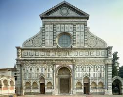 <p>A facade designed by Leon Battista Alberti, known for its Renaissance style and the incorporation of classical elements. </p>