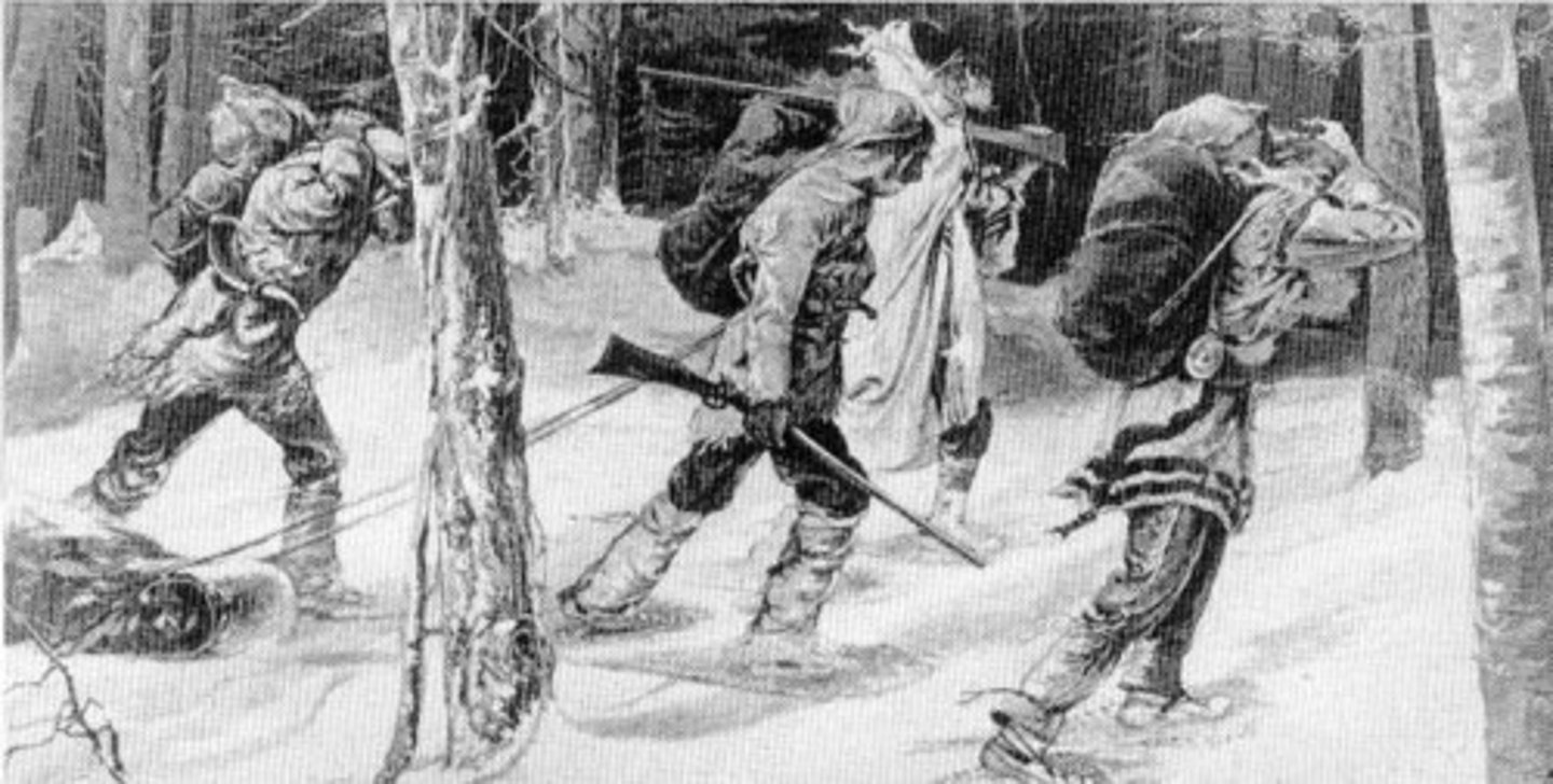 <p>means "runner of the woods." The term comes from the way some men in New France engaged in the fur trade -by "running into the forest" to seek and trade with First Nations.</p>