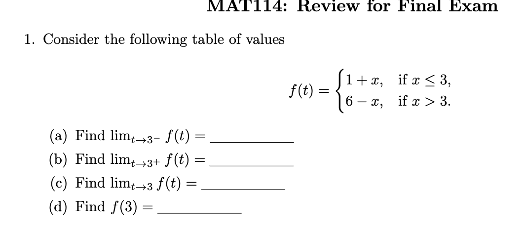 <p><span>Consider the following table of values</span></p>