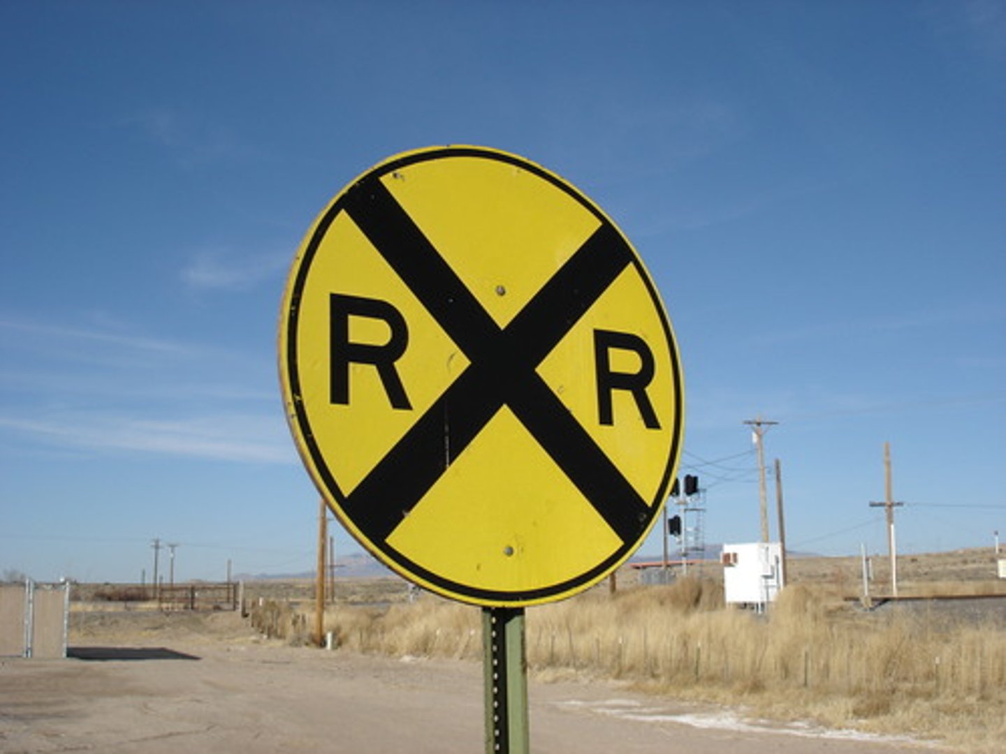 <p>A. A railroad crossing.</p>
