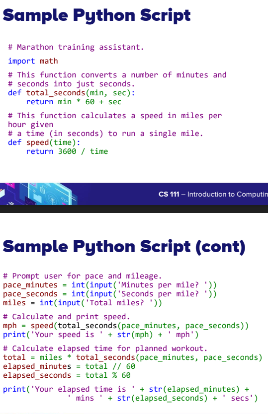 <p>An example of a Python program that demonstrates various concepts in computing.</p>