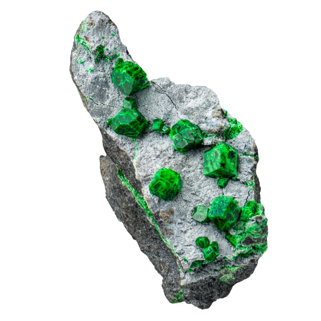 <p>NESO-SILICATI: GRUPPO del GRANATO: X₃Y₂(SiO₄)₃</p><ul><li><p>Ca₃Cr₂(SiO₄)₃</p></li></ul><p></p>