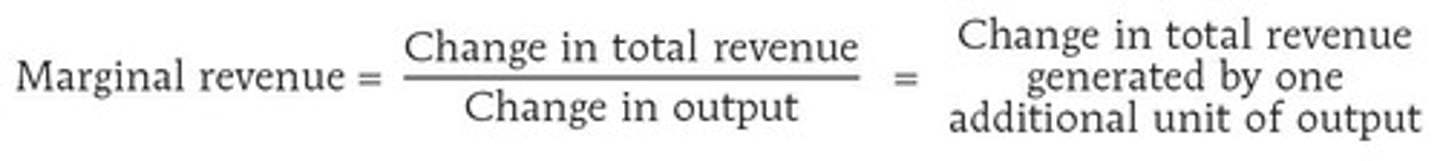 <p>Change in Total Revenue (TR) generated by selling an additional unit of output.</p>