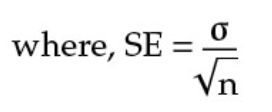 <p>standard deviation / the square root of the sample size</p>
