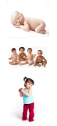 <ul><li><p><strong>Baby/newborn</strong>: 0-2 months</p></li><li><p><strong>Infant</strong>: 3-12 months</p></li><li><p><strong>Toddler</strong>: 12-36 months</p></li></ul><p></p>