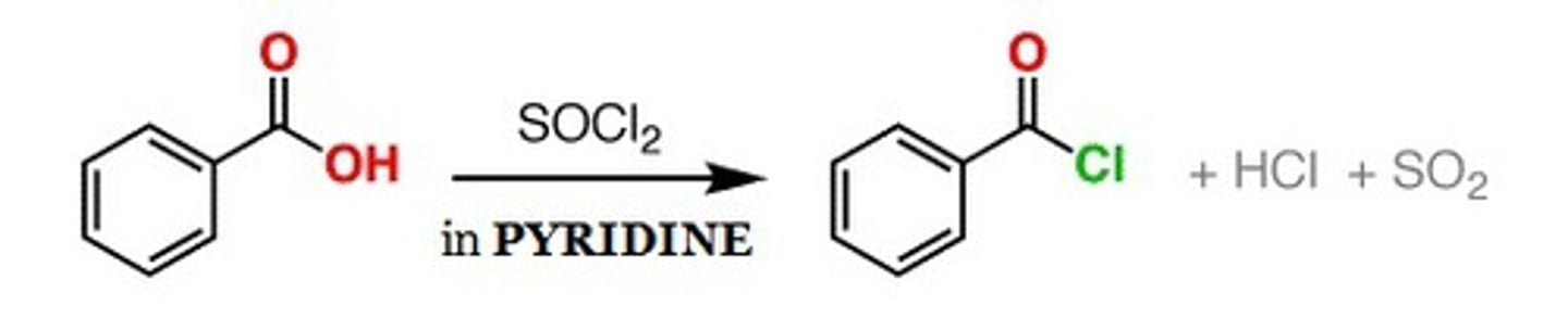 <p>carboxylic acid to acid chloride</p>