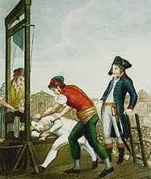 <p>(1793-1794) during the French Revolution when thousands were executed for "disloyalty;" led by Robespierre who tried rebels and had them executed often by guillotine</p>