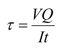 <p>shear at a spefic point instead of just average (V/A)</p><p>V - internal shear force, Q - 1st area of inertia, I - moment of inertia, t - section width</p>