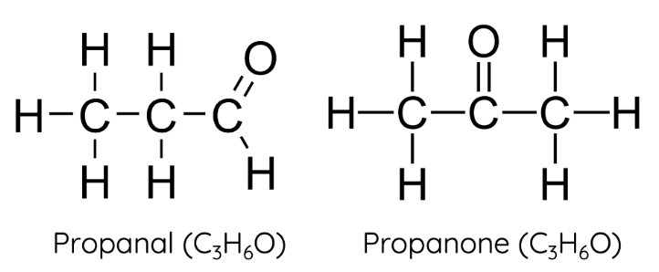 <p>have the same molecular formula but different functional groups </p>
