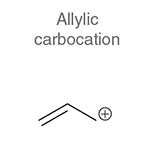<p>Allylic Carbocation (arrows:movement)</p>