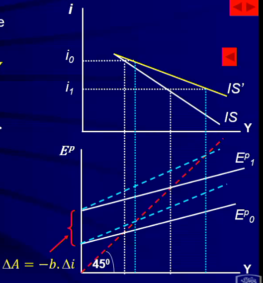 changes in the multiplier of the PAE to the changes in the IS curve