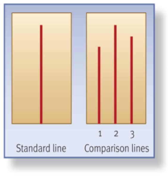 <p>123 male American undergraduates in groups of 6; consisting of 1 true participant and 5 confederates (actors/people in on the experiment) </p><p>Procedure </p><p>• Participants and confederates were presented with 4 lines; 3 comparison lines and 1 standard line</p><p> • They asked to state which of three lines was the same length as a stimulus line </p><p>• The real participant always answered last or second to last </p><p>• Confederates would give the same incorrect answer for 12/18 trials</p><p>• Asch observed how often the participant would give the same incorrect answer as the confederates versus the correct answer</p>