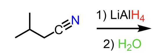<p>Nitrile + LiAlH₄ → ?</p>