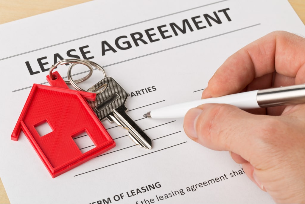 <p>a contract that normally lasts a year and includes the rent price, rules, etc</p>