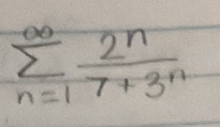<p>Determine if the series is convergent or divergent. If the series converges, find its sum (if it’s a geometric or telescoping series)</p>