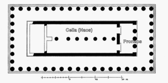 <p>griech. Ringhallentempel, der von einer Säulenhalle umgeben ist</p>
