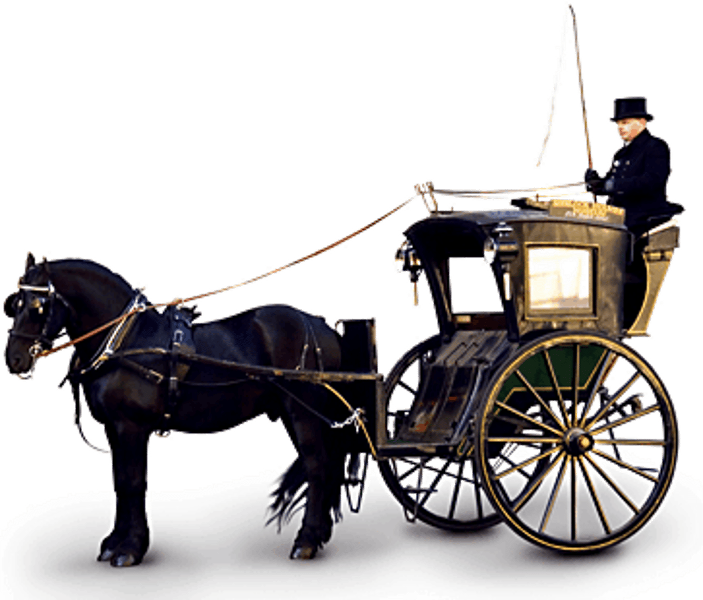 <p>Car with its engine taken out and pulled by horses</p>