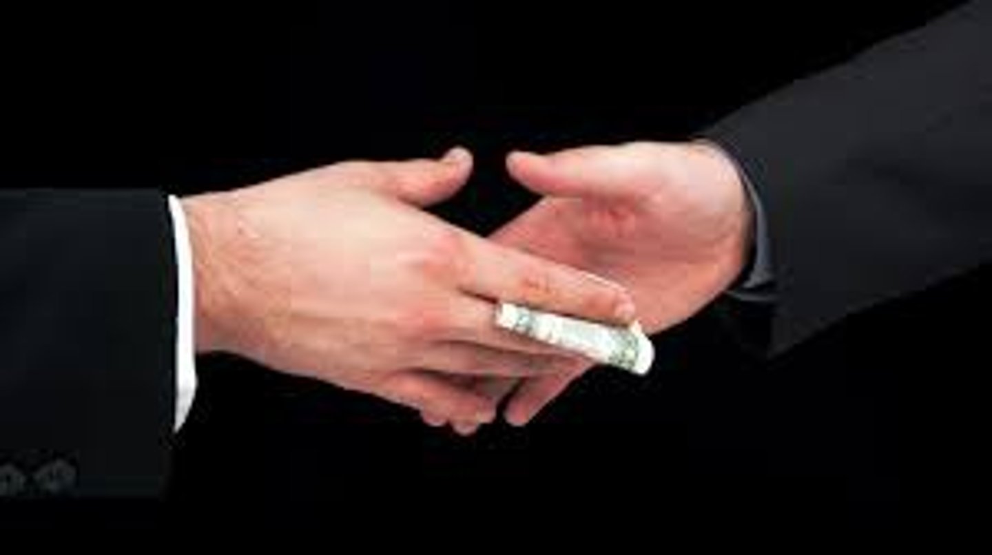<p>Wrongdoing, especially by officials (misconduct, corruption)</p>