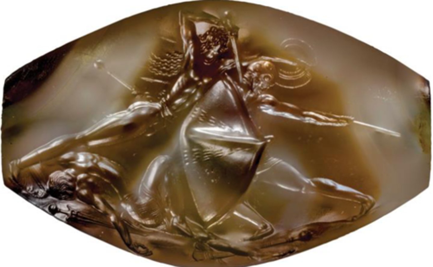 <p>Gold, weaponry, and jewelry from the Late Bronze Age (ca. 1450 BCE); elite male burial at Pylos; grave goods show Minoan-Mycenaean exchange; includes the intricate Combat Agate sealstone.</p>
