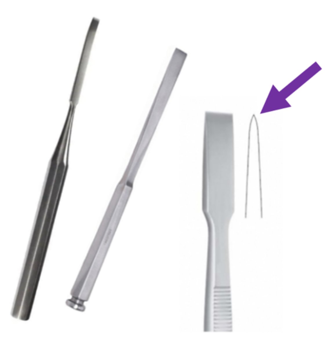 <p>chisel-like instruments used to cut or shave bone (400 series)</p>