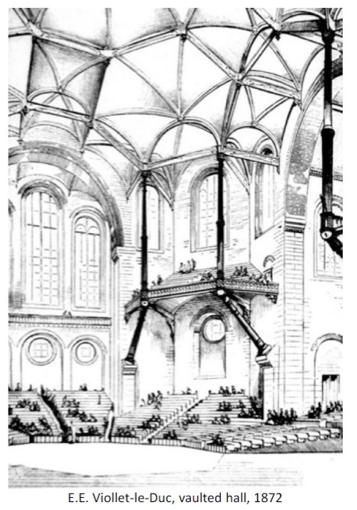 restorations of buildings to an idealized state that actually differ from the original (things around this time having been destroyed, then the concept of preserving architectural heritage emerges)
Restores over 200 structures – idealized version of a French vernacular
STRUCTURAL RATIONALISM