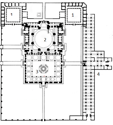 (Fig 084) What is number 1 on the mosque plan above?