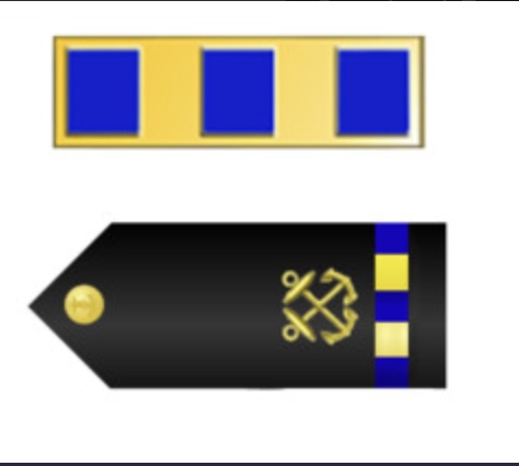 <p>Gold bar, 3 blue breaks or 1/2" Gold Stripe, 3 Blue Breaks</p>