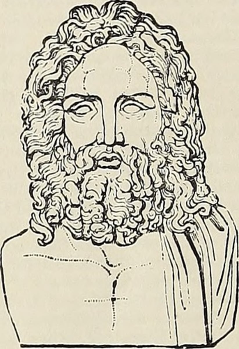 <p>(Greek mythology) god of the sky; father to the Titan generation</p>