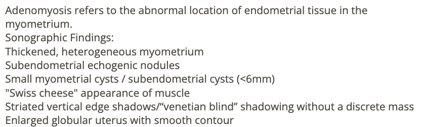 <p>b) adenomyosis </p>
