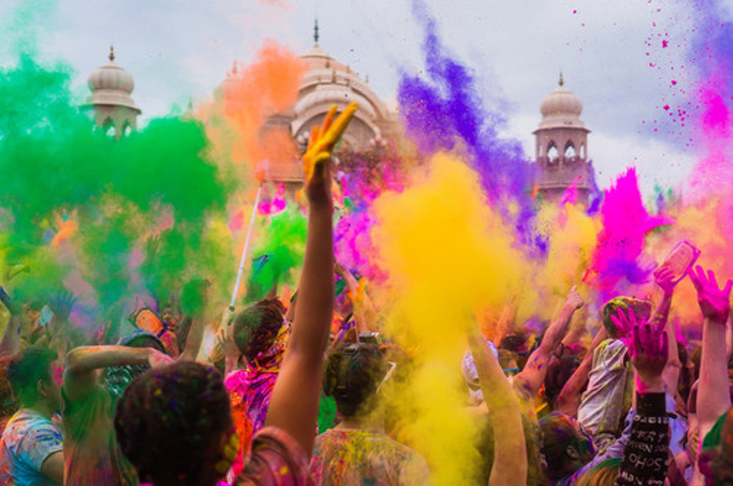 <p>Celebration of the defeat of Holika</p><p>Carnival atmosphere</p><p>Throw colored powder at each other</p>