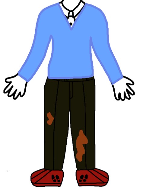 Light blue V-neck jumper
