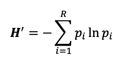 <p>a measure of how hard it is to predict what species you’ll get if you randomly select one individual out of an ecosystem or community in which you already know how many of each species are present.</p>