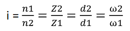 <p>bij toerental (n): eerste toerental drijvende schijf / laatste toerental gedreven schijf</p><p>bij aantal tanden (z): laatste tanden gedreven schijven/ eerste tanden drijvende schijven</p><p>bij diameter (d): laatste diameters gedreven schijven/ eerste diameters drijvende schijven</p><p>bij hoeksnelheid (<span>ω): laatste hoeksnelheid gedreven schijf/ eerste hoeksnelheid drijvende schijven</span></p><p>oneven getalen = drijvende</p><p>even getallen = gedreven&nbsp;</p>