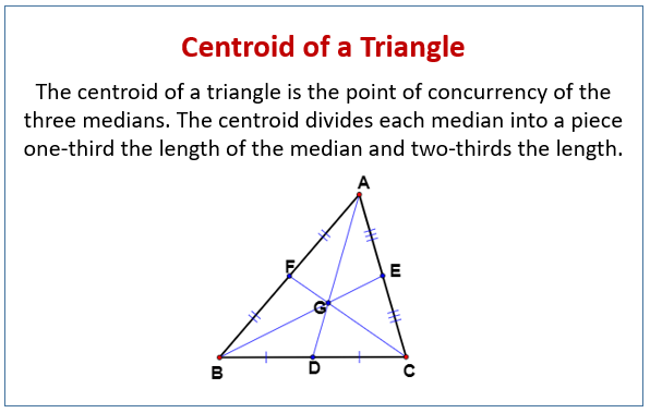 <p>The point at which three medians intersect in a triangle</p>
